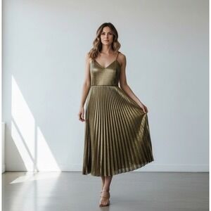 NWT Banana Republic plus size 18 gold sunburst pleated dress cocktail wedding